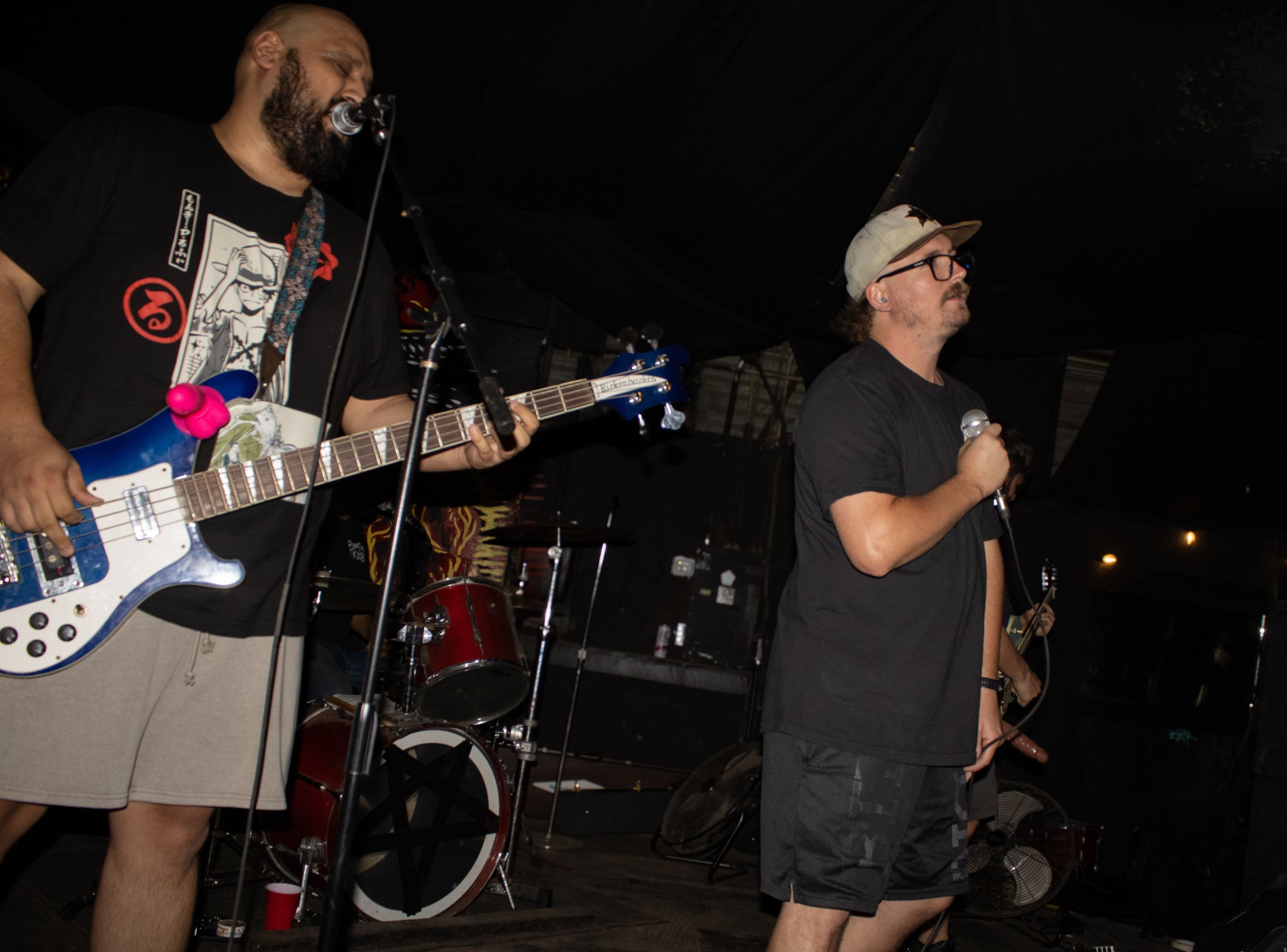 Guttercunt bassist and vocalist performing live